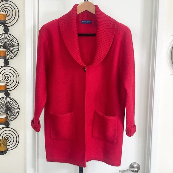 Karen Scott Womens 100% Wool Vintage Cardigan Sweater - Red, Size M - Picture 1 of 11
